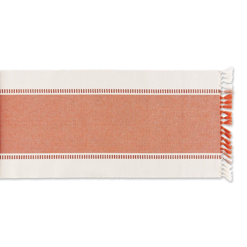 DII Dobby Stripe Woven Table Runner, 13x72 (13x77.5, Fringe Included), Burnt Orange - Image 2